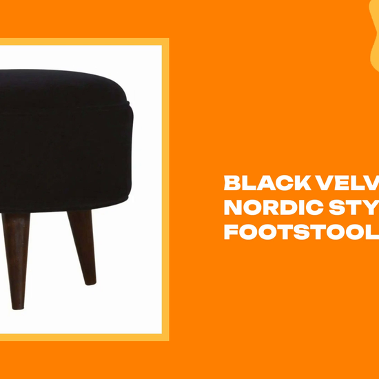 Black Velvet Nordic Style Footstool by@Outfy