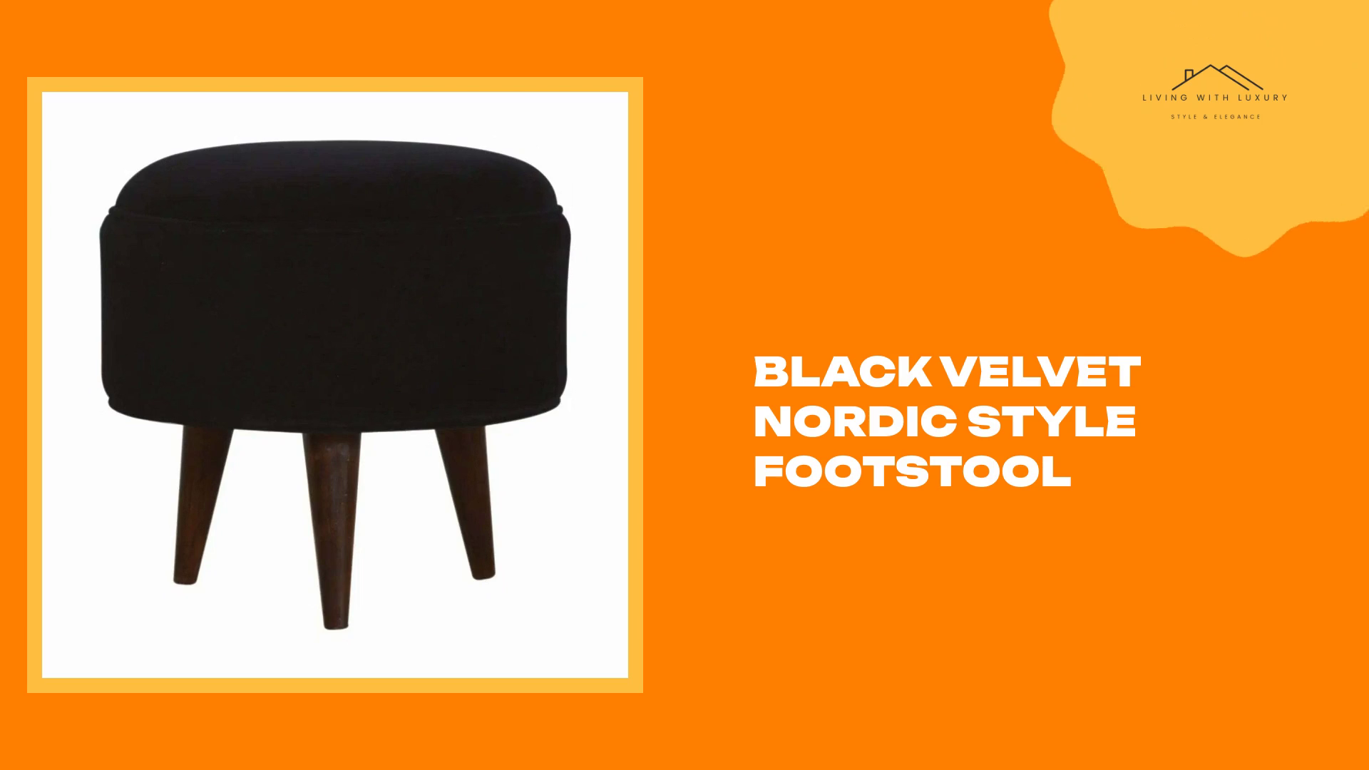 Black Velvet Nordic Style Footstool by@Outfy
