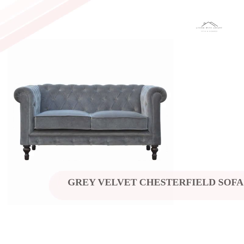 Grey Velvet Chesterfield Sofa by@Outfy