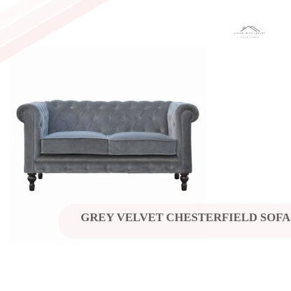 Grey Velvet Chesterfield Sofa by@Outfy