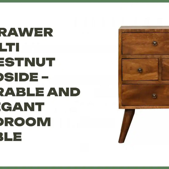4 Drawer Multi Chestnut Bedside &ndash; Durable and Elegant Bedroom Table by@Outfy