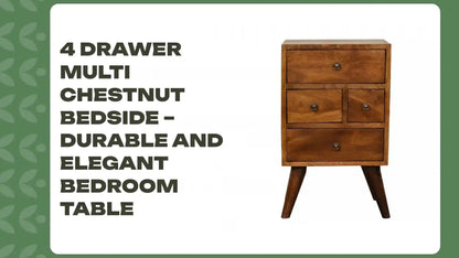 4 Drawer Multi Chestnut Bedside &ndash; Durable and Elegant Bedroom Table by@Outfy