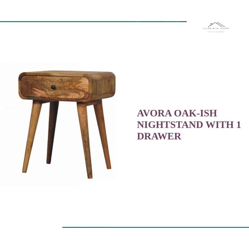 Avora Oak-ish Nightstand with 1 drawer by@Outfy