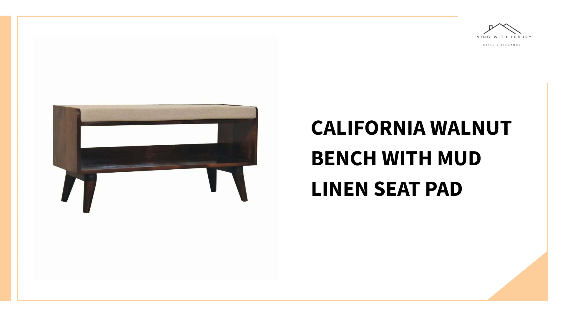 California Walnut bench with mud linen seat pad by@Outfy