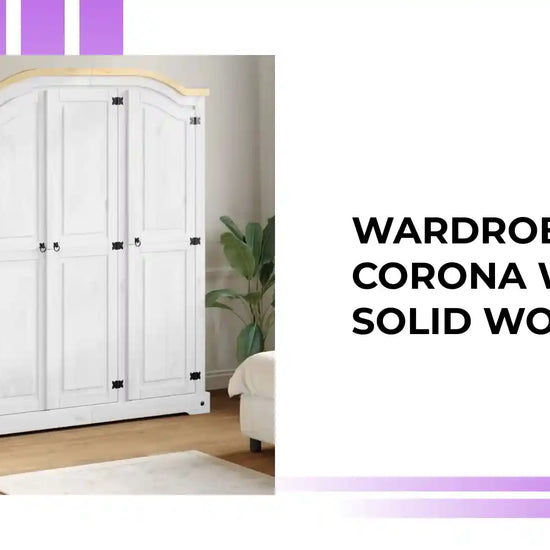Wardrobe Corona White Solid Wood Pine by@Outfy