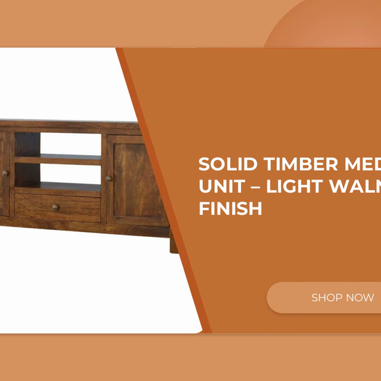 Solid Timber Media Unit &ndash; Light Walnut Finish by@Outfy