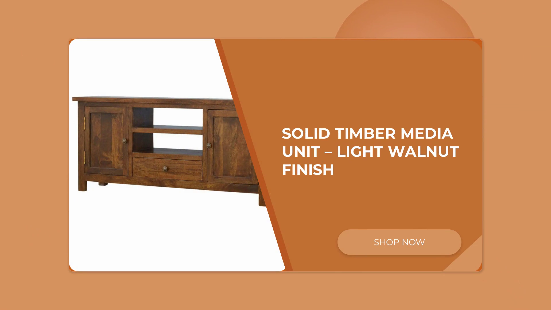 Solid Timber Media Unit &ndash; Light Walnut Finish by@Outfy