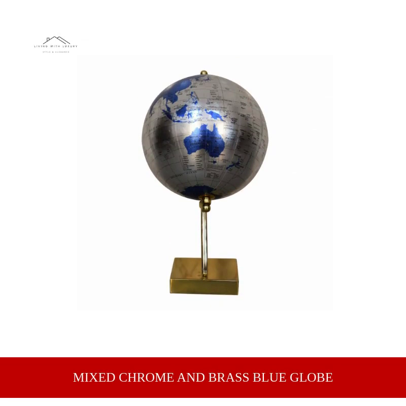 Mixed Chrome and Brass Blue Globe by@Outfy