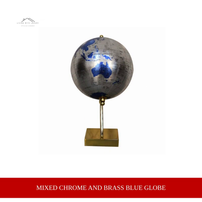Mixed Chrome and Brass Blue Globe by@Outfy