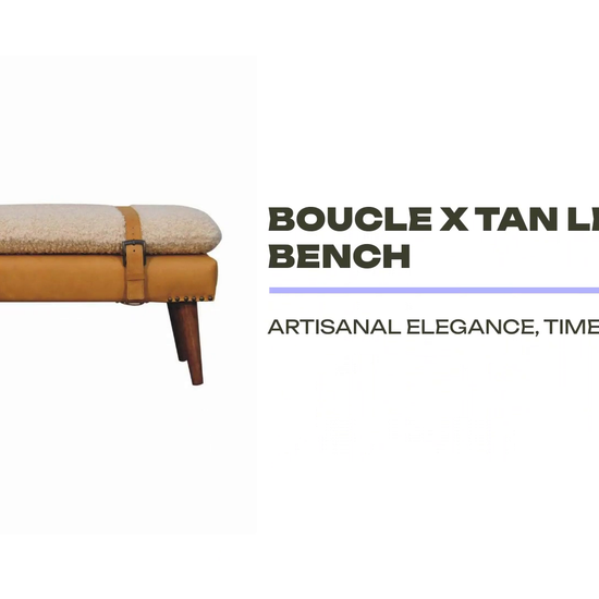Boucle x Tan Leather Bench by@Outfy