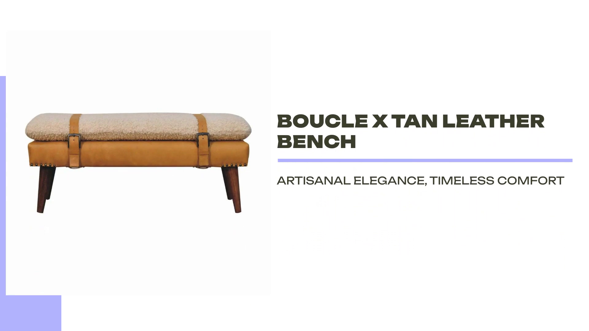 Boucle x Tan Leather Bench by@Outfy