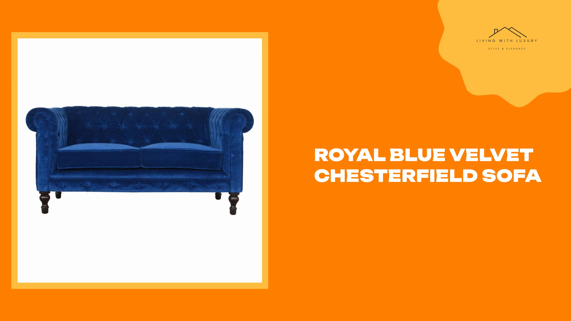 Royal Blue Velvet Chesterfield Sofa by@Outfy