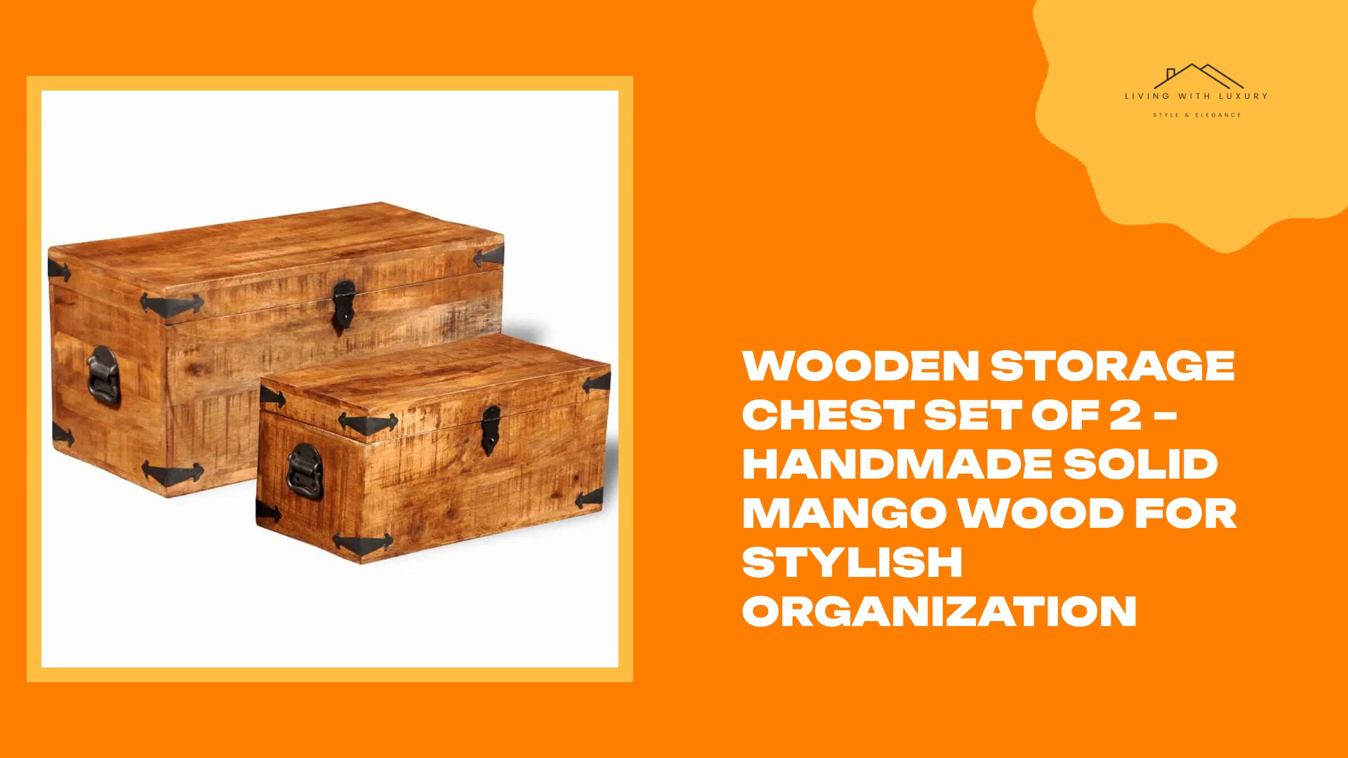 Wooden Storage Chest Set of 2 &ndash; Handmade Solid Mango Wood for Stylish Organization by@Outfy