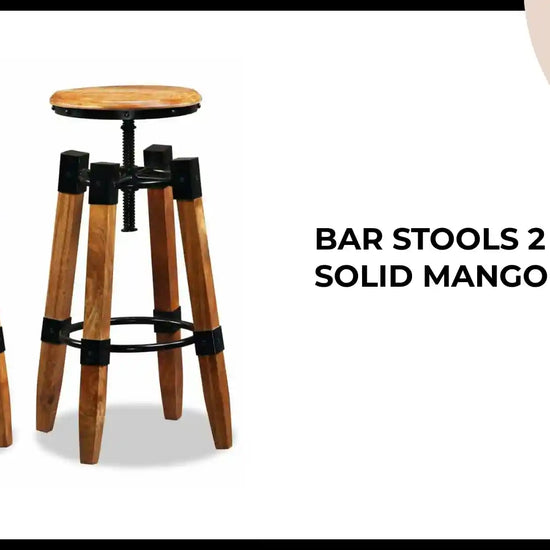 Bar Stools 2 pcs Solid Mango Wood by@Outfy