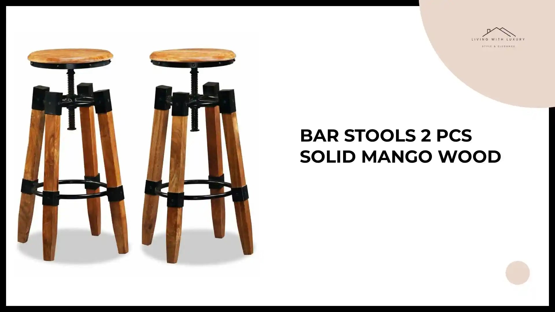 Bar Stools 2 pcs Solid Mango Wood by@Outfy