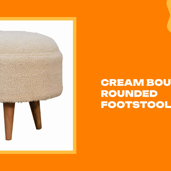Cream Boucle Rounded Footstool by@Outfy