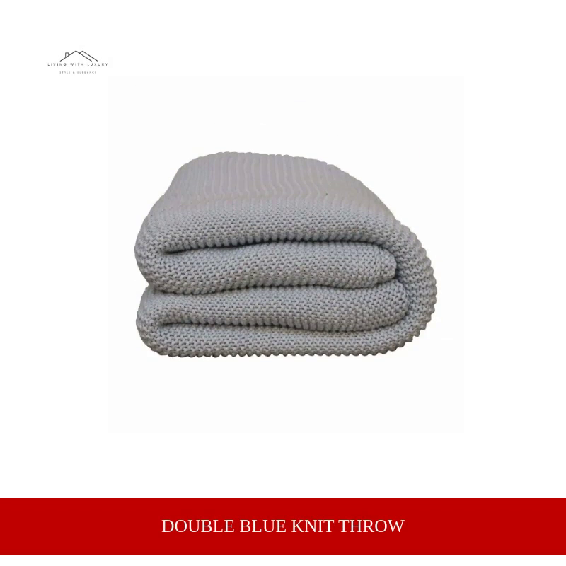 Double Blue Knit Throw by@Outfy