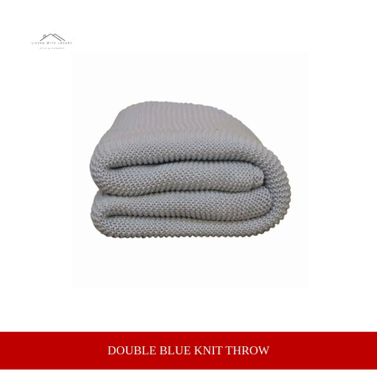Double Blue Knit Throw by@Outfy