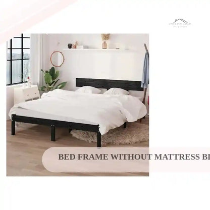 Bed Frame without Mattress Black Solid Wood Small Double by@Outfy
