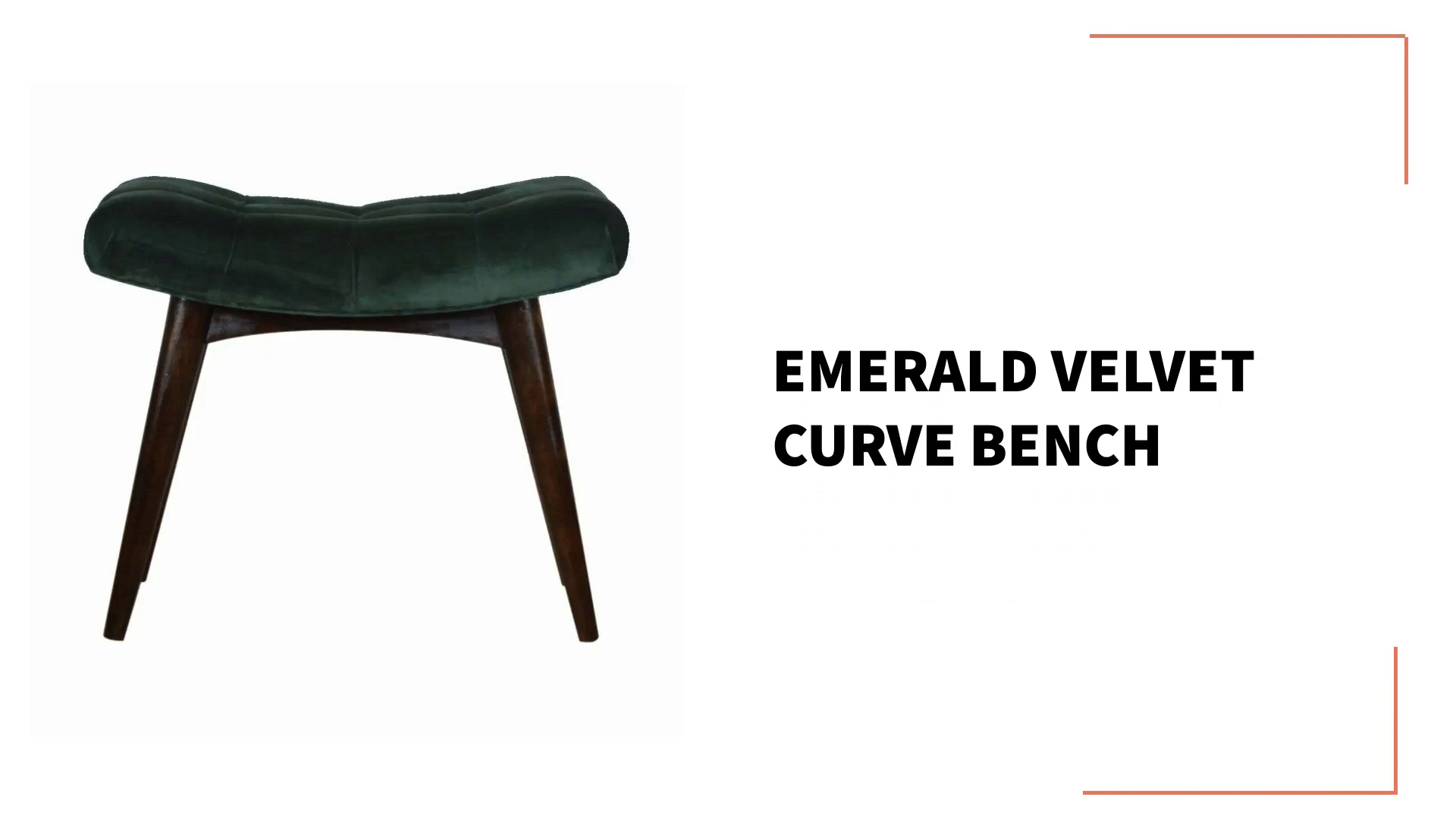Emerald Velvet Curve Bench by@Outfy