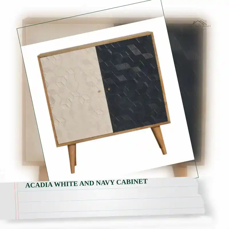 Acadia White and Navy Cabinet by@Outfy