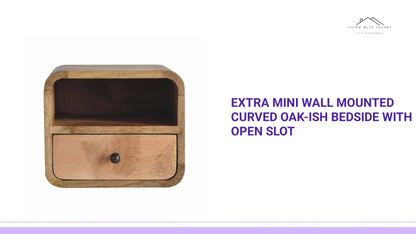 Extra Mini Wall Mounted Curved Oak-ish Bedside with Open Slot by@Outfy