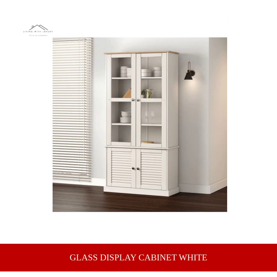 Glass Display Cabinet White by@Outfy