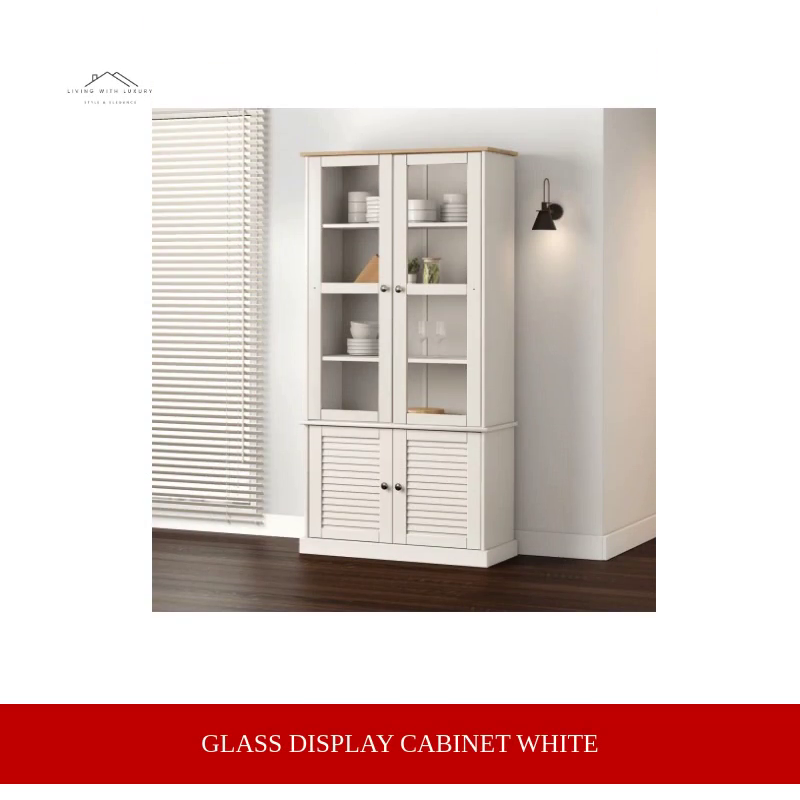 Glass Display Cabinet White by@Outfy