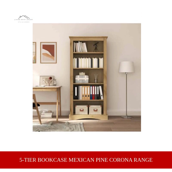 5-Tier Bookcase Mexican Pine Corona Range by@Outfy
