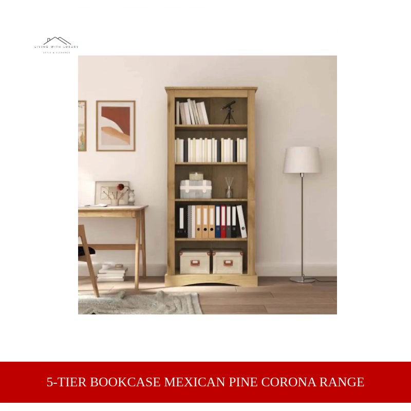 5-Tier Bookcase Mexican Pine Corona Range by@Outfy
