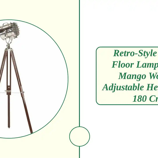 Retro-Style Tripod Floor Lamp - Solid Mango Wood &amp; Adjustable Height (120-180 cm) by@Outfy