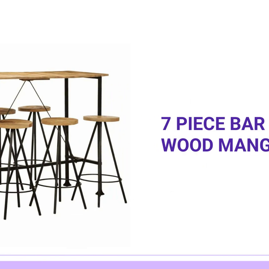 7 Piece Bar Set Solid Wood Mango by@Outfy