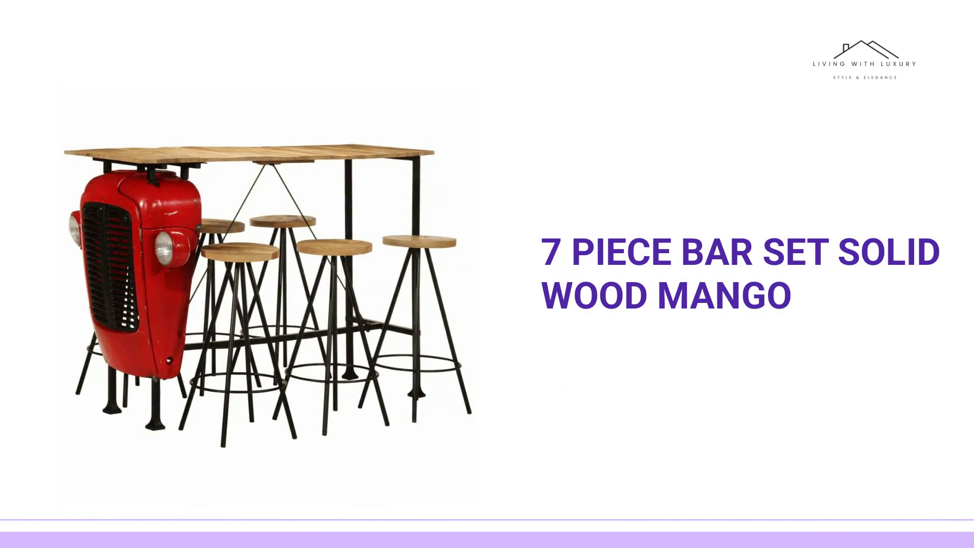 7 Piece Bar Set Solid Wood Mango by@Outfy