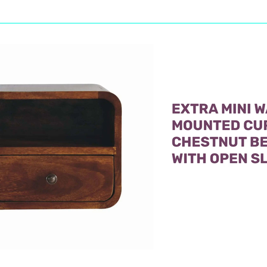 Extra Mini Wall Mounted Curved Chestnut Bedside with Open Slot by@Outfy