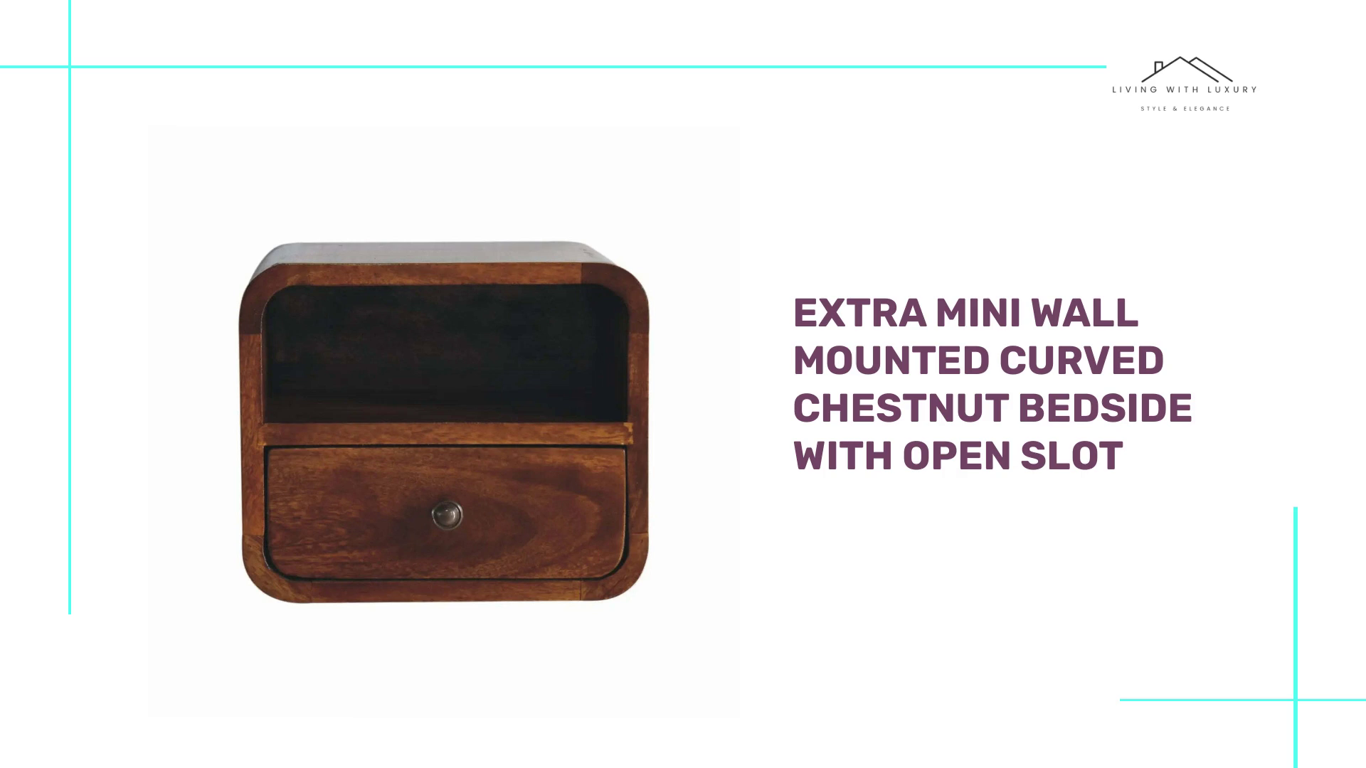 Extra Mini Wall Mounted Curved Chestnut Bedside with Open Slot by@Outfy