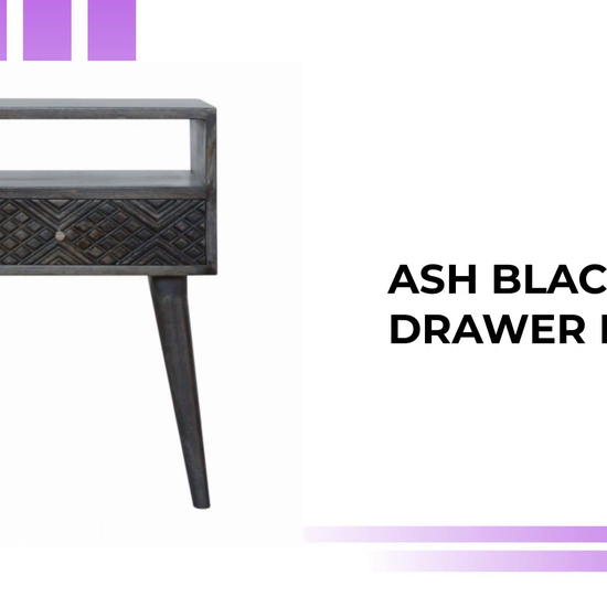 Ash Black Carved Drawer Bedside by@Outfy