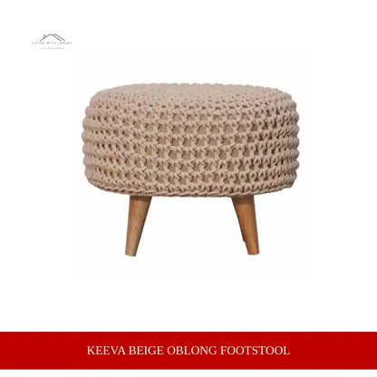 Keeva Beige Oblong Footstool by@Outfy