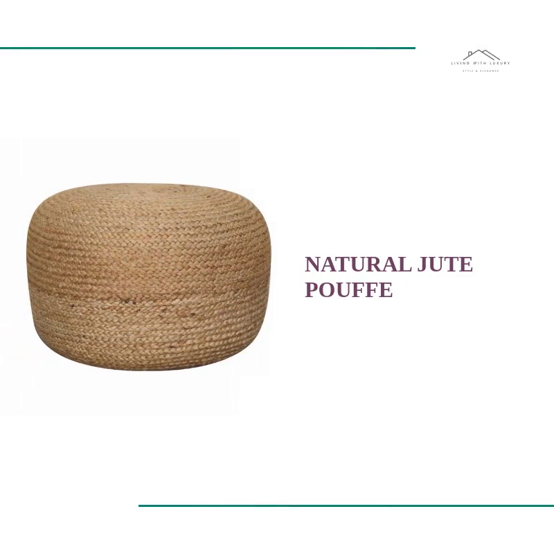 Natural Jute Pouffe by@Outfy