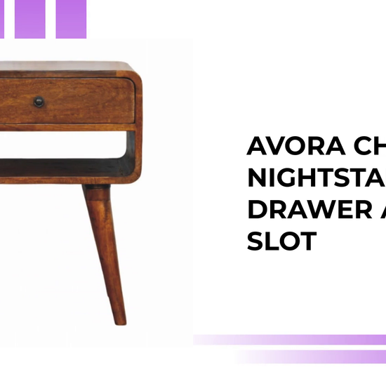 Avora Chestnut Nightstand with Drawer and open slot by@Outfy