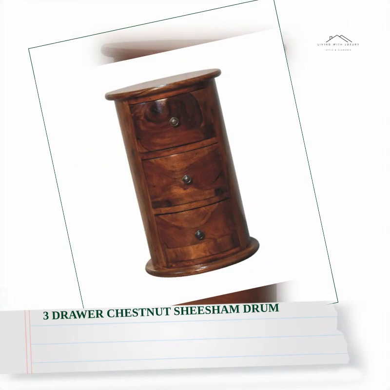 3 Drawer Chestnut Sheesham Drum by@Outfy