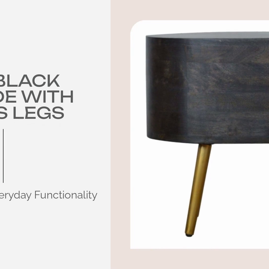 Ash Black Bedside with Brass Legs by@Outfy