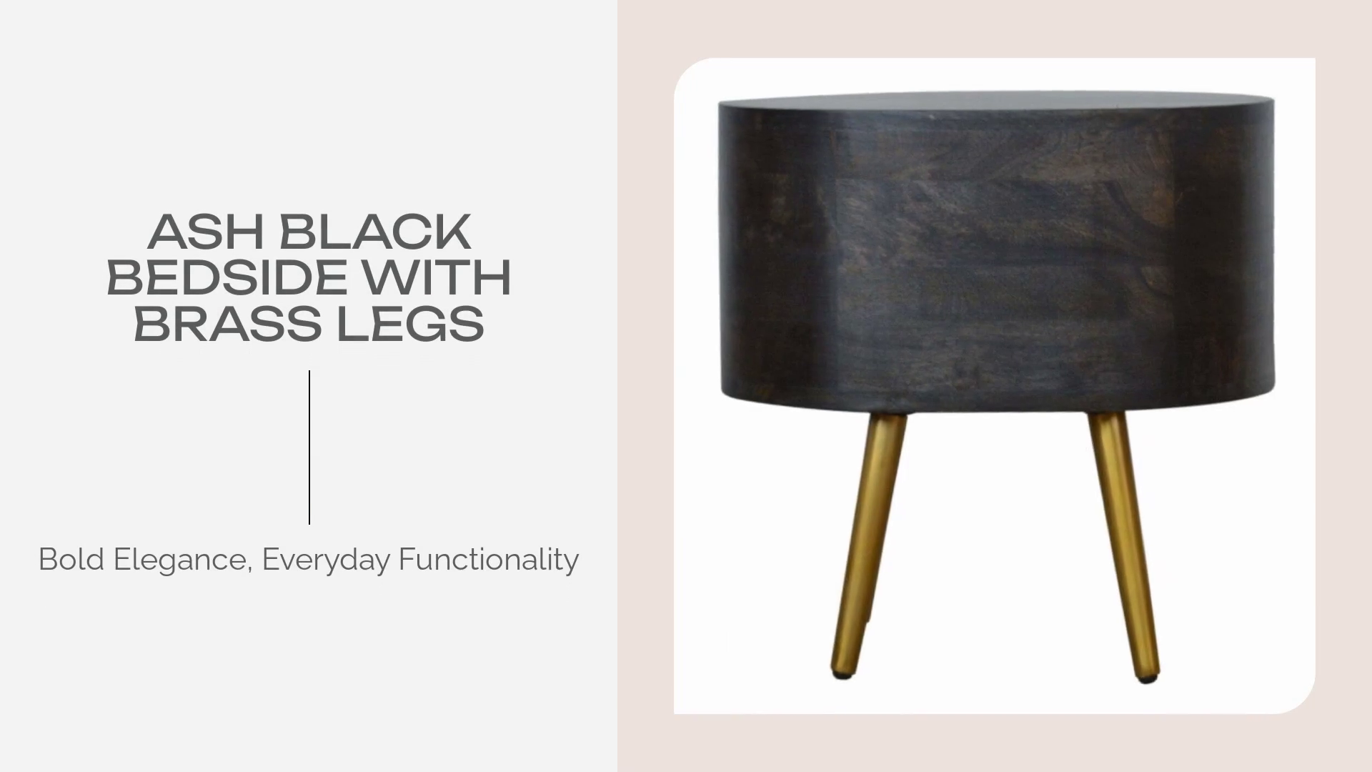 Ash Black Bedside with Brass Legs by@Outfy