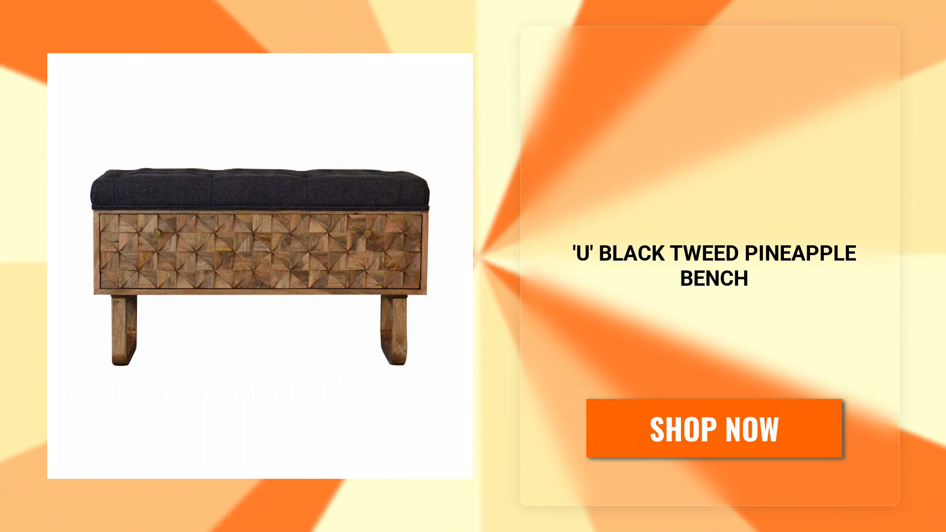 &#039;U&#039; Black Tweed Pineapple Bench by@Outfy