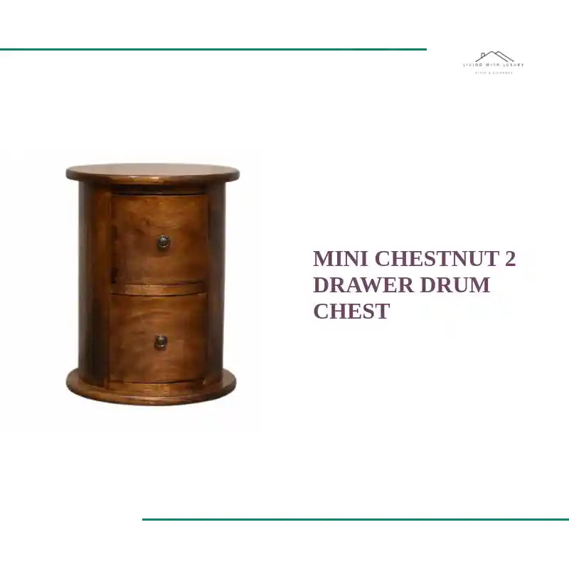 Mini Chestnut 2 Drawer Drum Chest by@Outfy