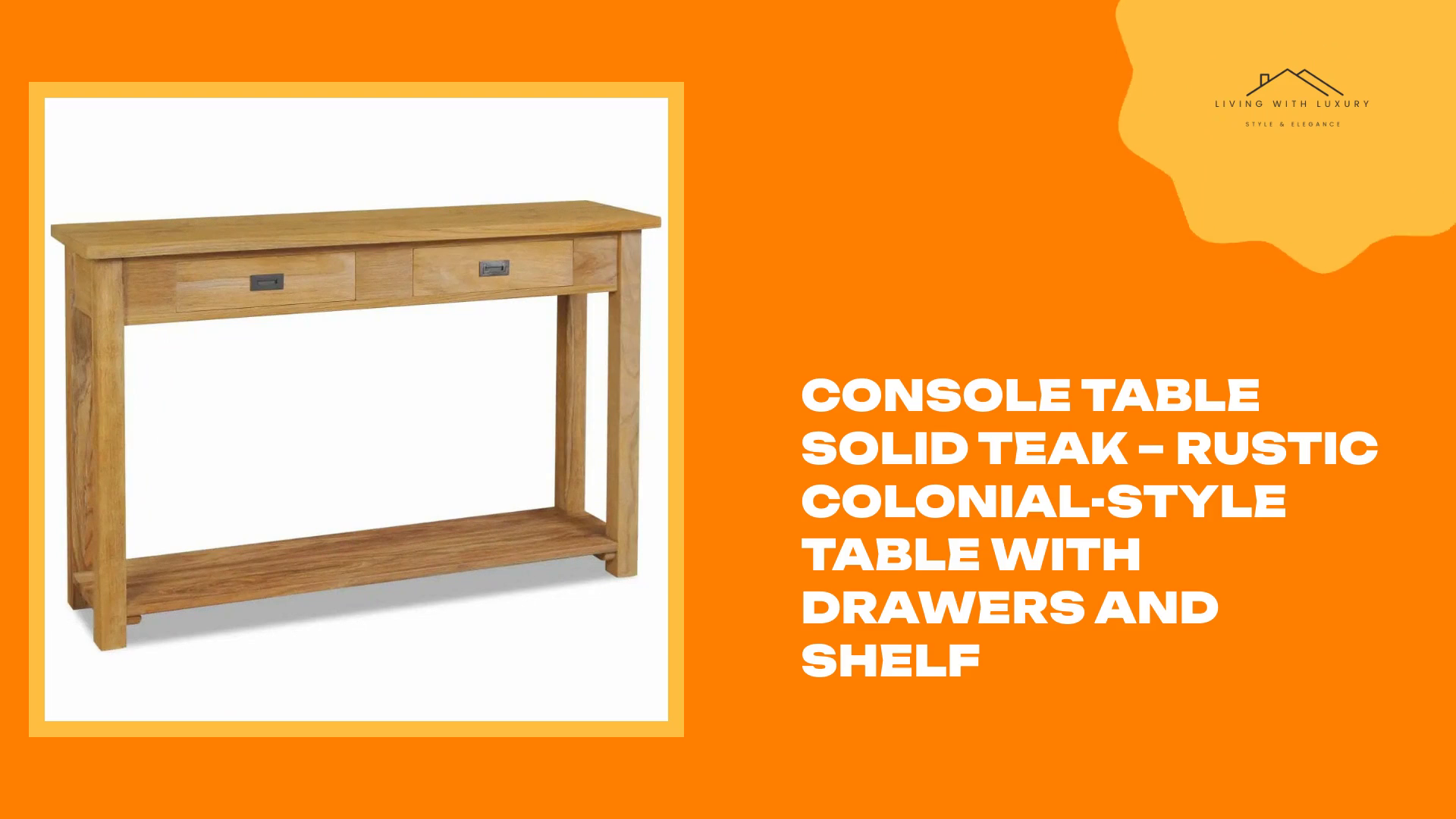 Console Table Solid Teak &ndash; Rustic Colonial-Style Table with Drawers and Shelf by@Outfy