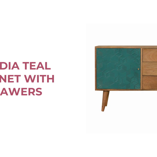 Acadia Teal Cabinet with Drawers by@Outfy