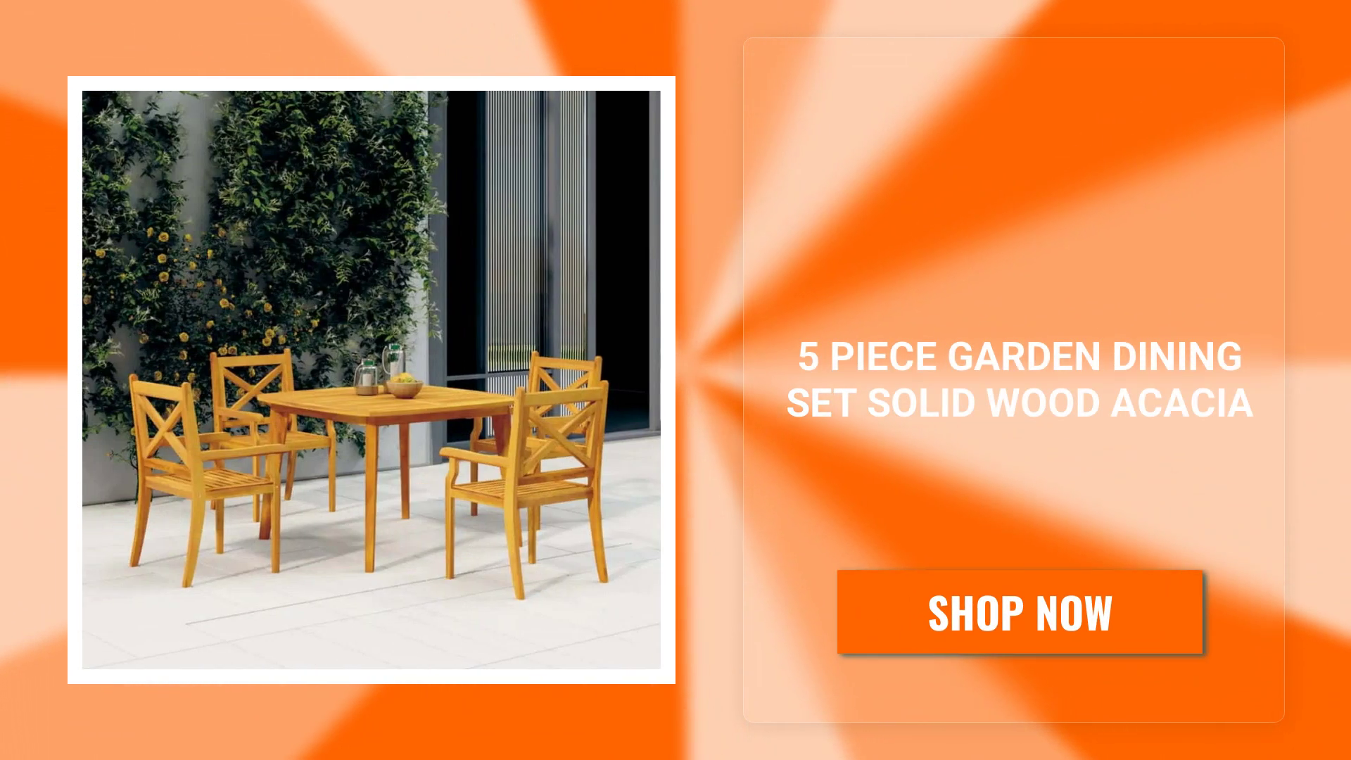5 Piece Garden Dining Set Solid Wood Acacia by@Outfy