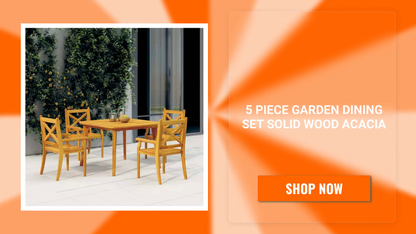5 Piece Garden Dining Set Solid Wood Acacia by@Outfy