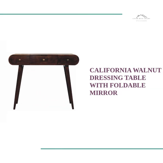 California Walnut Dressing Table with Foldable Mirror by@Outfy