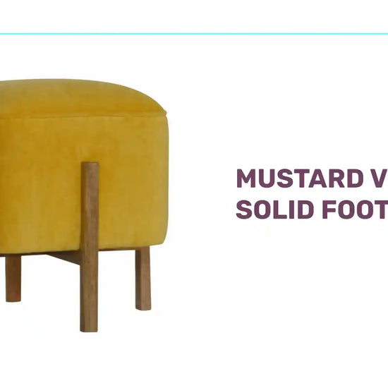 Mustard Velvet Solid Footstool by@Outfy